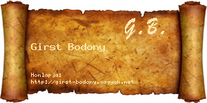 Girst Bodony névjegykártya